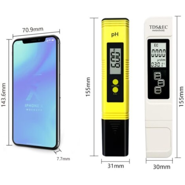 Vattenkvalitetstestare, pH-mätare med 0,01 högprecisionsupplösning, TDS+EC+ termometer för dricksvatten, akvarium, simbassänger
