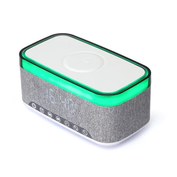TS-Digital Alarm Clock with Speaker, Wireless Charging and RGB Night Light - Grey