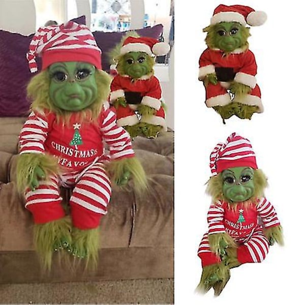 Christmas Grinch Baby Silikon Leksaker Grinch Doll Julklappar för barn Stripe