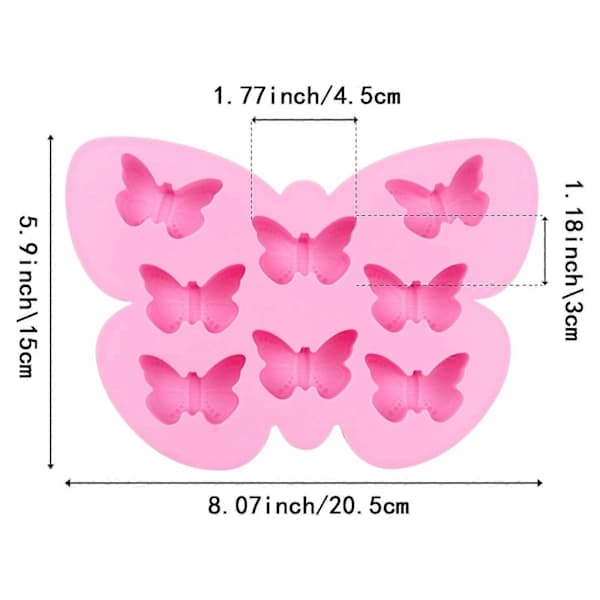 2-pak sommerfugleform silikone 3D sommerfugletema bageform bakke DIY bageværktøj sommerfugl isterningeform til gelé, budding (pink, lyseblå)
