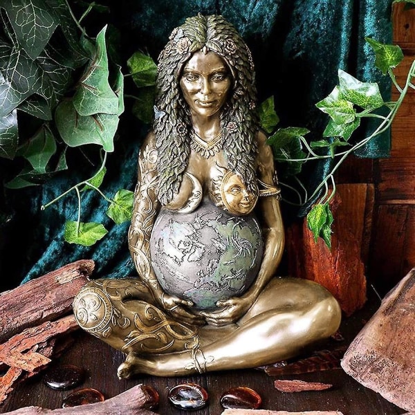 Gaia Millennial Gaia Staty Moder Jord Gaia Konst Staty Moder Jord Gudinna Staty Påskgåva Trädgård