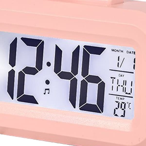 Cute Pink Pig LED Alarm Clock with Calendar and Temperature Display