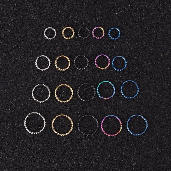 Drejbar lukket ring i rustfrit stål, sømløs ring, åben ring, ørering, ørebenstift, 1 stk, 6 mm-12 mm