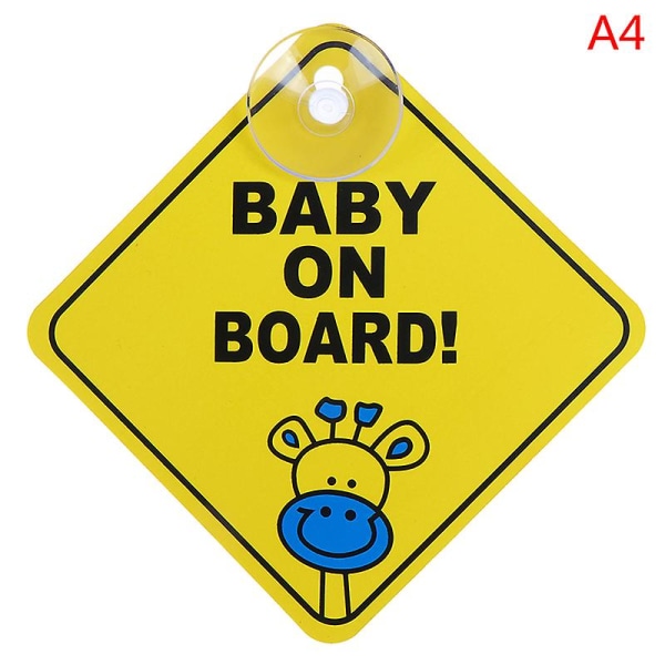 Baby On Board Säkerhetsfönster Sugkopp reflekterande skylt (gul, 4st)
