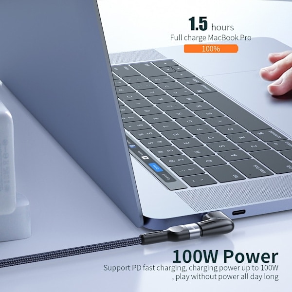 100W/5A Magnetisk USB-C-adapter hurtiglading svart