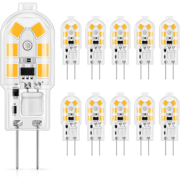 10-pack G4 1,5W LED-lampa, 160lm, AC/DC 12V-lampor, ersättning, varmvit 3000K, ej dimbar, flimmerfri, LED-stiftlampa, liten lampa