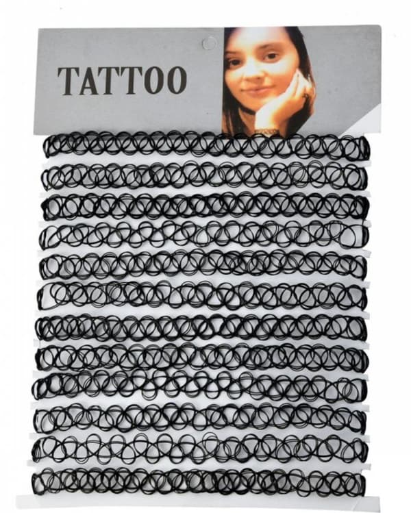 Musta siima Choker Tatuointikaulakoru Helmi