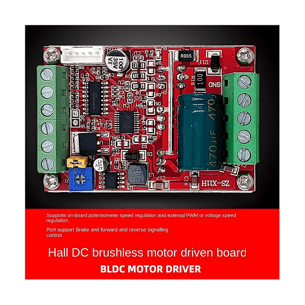 TS-6-60v Bldc Trefaset Dc Børsteløs Motorkontroller 400w Pwm Hall Motorkontroll Driverkort(med