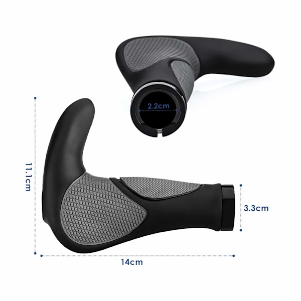 Ergonomiske sykkelhåndtak, sykkelhåndtak med styrehorn i gummi, komfortabelt beskyttelse for BMX MTB (passer for 22,2 mm)