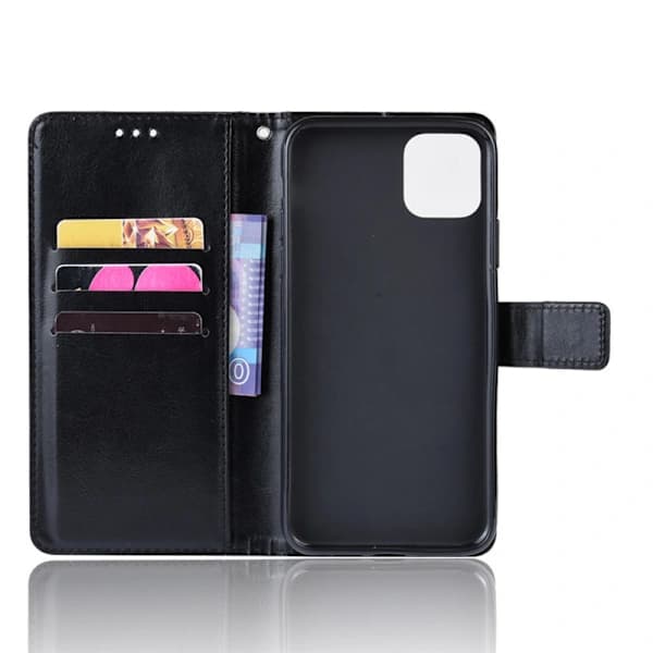 Pung Etui til iPhone 12/12 Pro, ægte læder sort