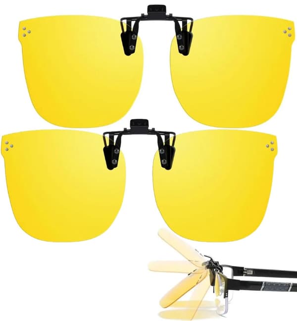 Clip On Solglasögon 2-pack Polariserade Uppfällbara UV-skydd för Förare och Utomhusbruk Unisex Gul