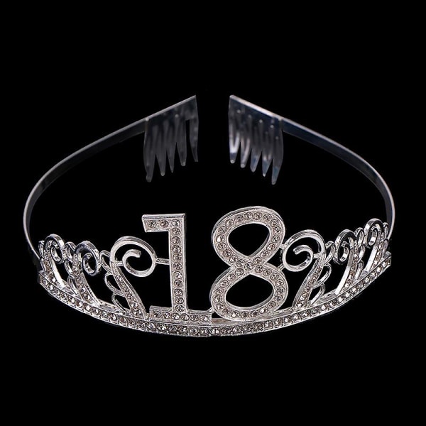 18 år gammal födelsedag Crown Crystal hårband Girl Tiara Princess Head Accessoar