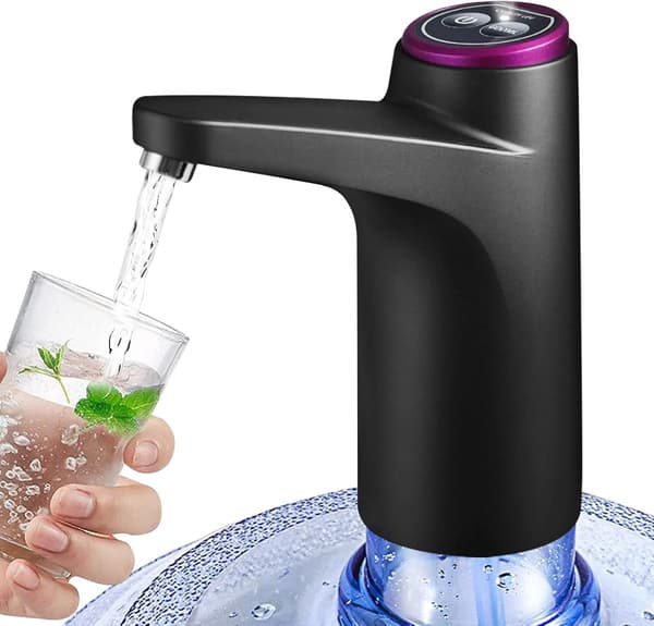 Bærbar elektrisk vanndispenserpumpe, USB oppladbar, 600 ml, tofarget strømindikator, for 2 til 5 gallon flasker, hjem og camping