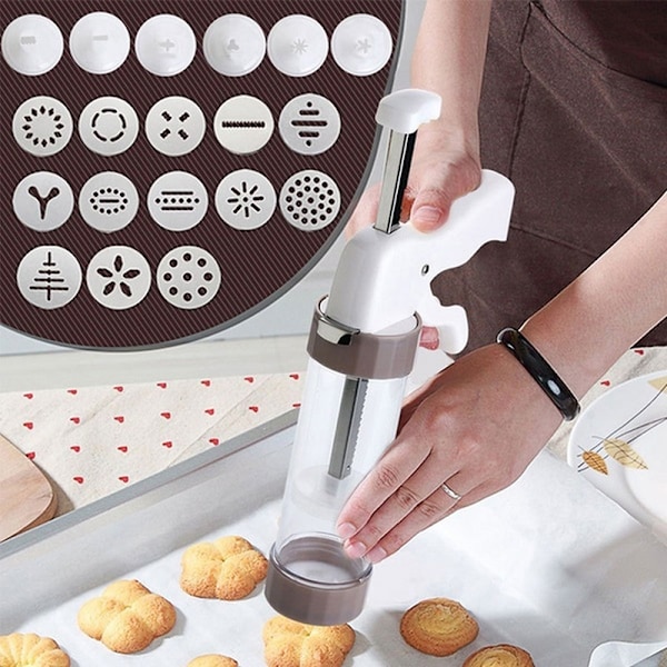 20-delt Cookiepress-sett for å lage former