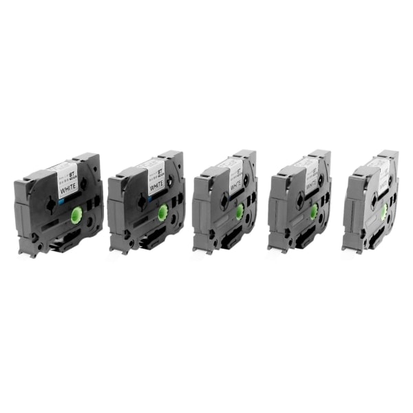 5 st Tze-221 9 mm svart på vit Tze221 Tz221 Tze 221 tejp för Brother P-touch etikettskrivare L