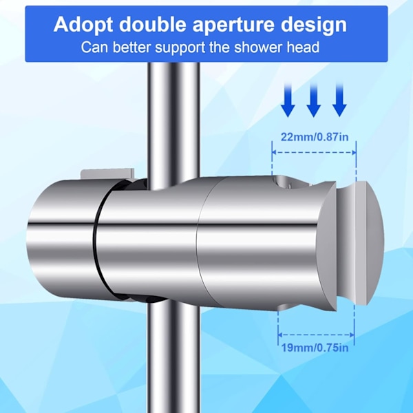 Duschfäste, 18-25MM Justerbar Diameter, Krom + ABS Design Handduschhållare, Enkel Installation, Passar Duschstång