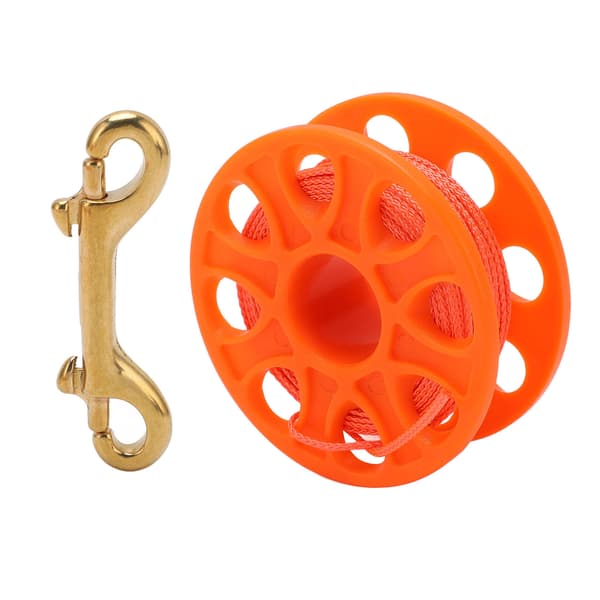 30M Dive Reel Scuba Diving Finger Spool with Double Ended Bolt Snap Clip Fluorescent Orange Thread Orange