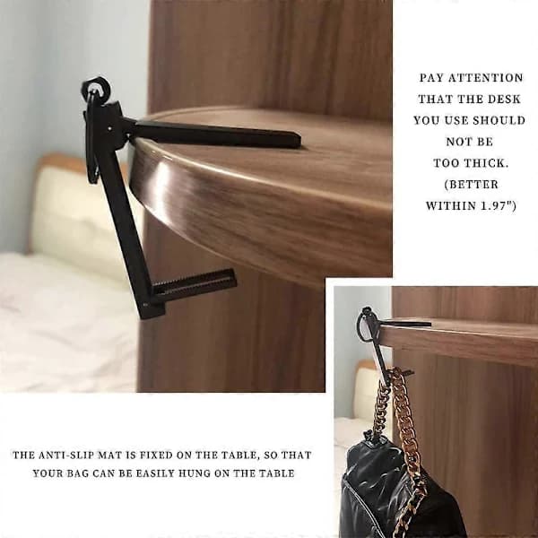 Bag Holder for Table, Champagne Gold, 7.4*1.8*1.1cm, Elegant Foldable Table Hanger, Table Handbag Holder, Handbag Hanger for Table, for Table