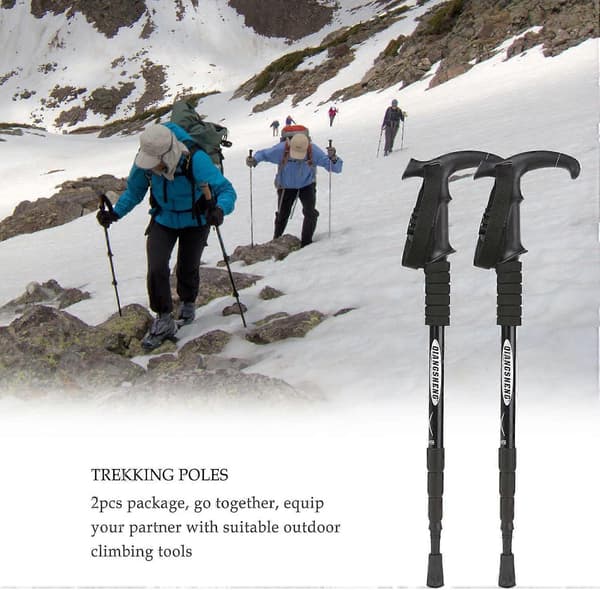 Shockproof Adjustable Aluminum Trekking Poles for Elderly Women Men 2-pack Telescopic Hiking Poles with Comfortable Handle
