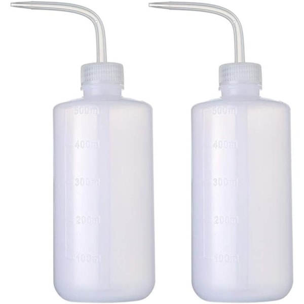 Safe Wash Bottle Bevattningsverktyg, ekonomiska plastflaskor för tatueringstillbehör för medicinska etiketter, 2 stycken, (500 ml)