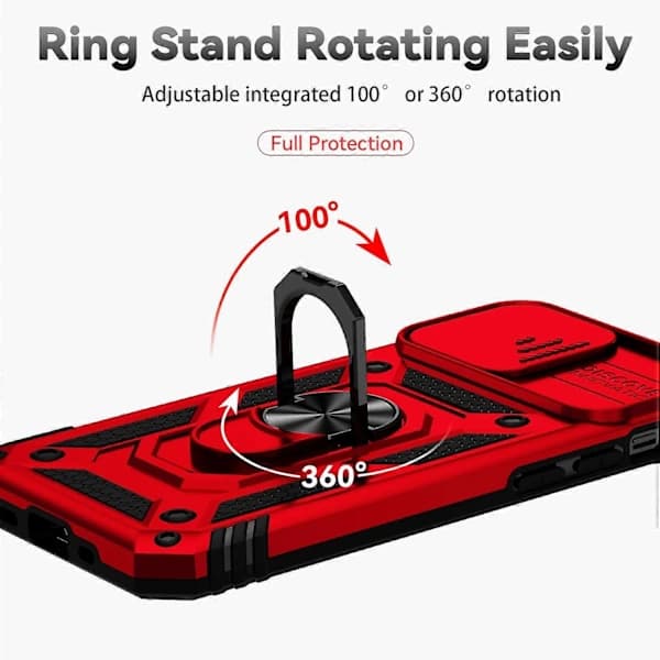 Skall med skyvbart kameralinsbeskyttelse og holder for iPhone 14 Plus