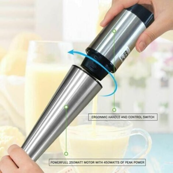 Professionel stavblender elektrisk mixer stænksikker hakker rustfrit stål blender 800W, 1000 rpm, robotmixer til smoothies, supper, babymad