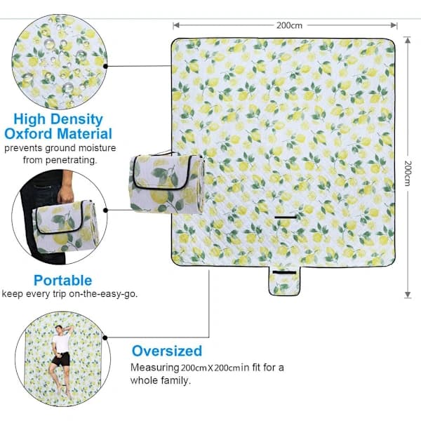 Washed Picnic Blanket Insulated Sand Resistant With Handle
