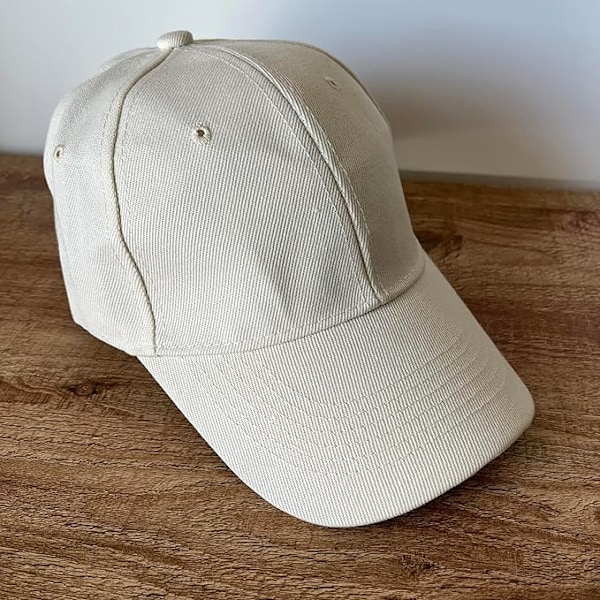 Unisex justerbar keps i storlek med kardborreband, basic enfärgad keps för män och kvinnor Beige