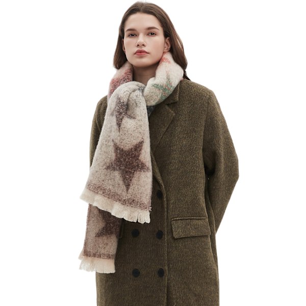 Damscarf med Gradienter i Stjärnform, Cashmere-Textur, Varm och Tjock för Vintern