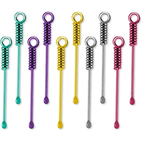 10 stykker skeer, legering Mini ske Tiny spade ske Bærbare vedhæng halskæde Mini spade ske til krydderier salte sand