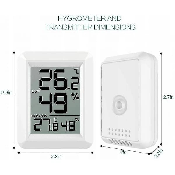 Trådløs Termometer Hygrometer Utendørs Hvit Innendørs