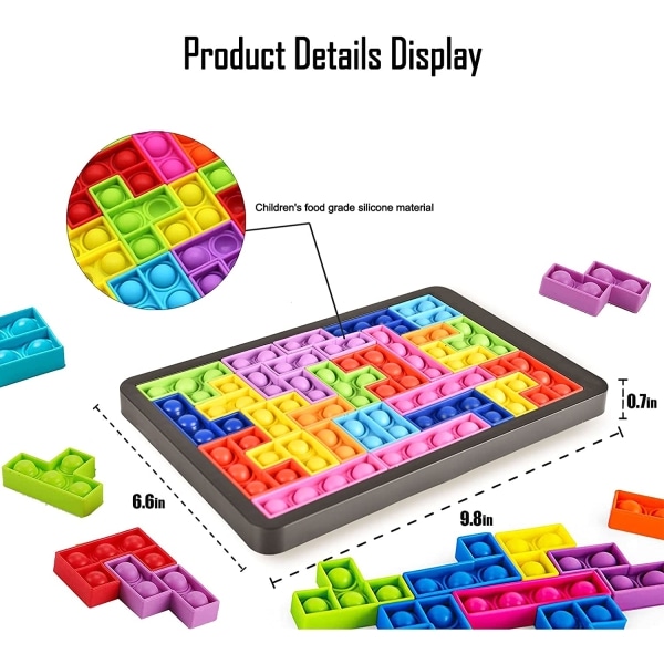 Tetris Pop It Fidget Leke / Flerfargede Sansestil 1