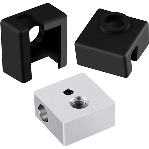 10 st 3D-skrivarstrumpor i silikon, värmeblocksskydd, kompatibla med Creality CR-10, MK7/8/9, S4 S5, Anet A8, Hotend Extruder (svart)