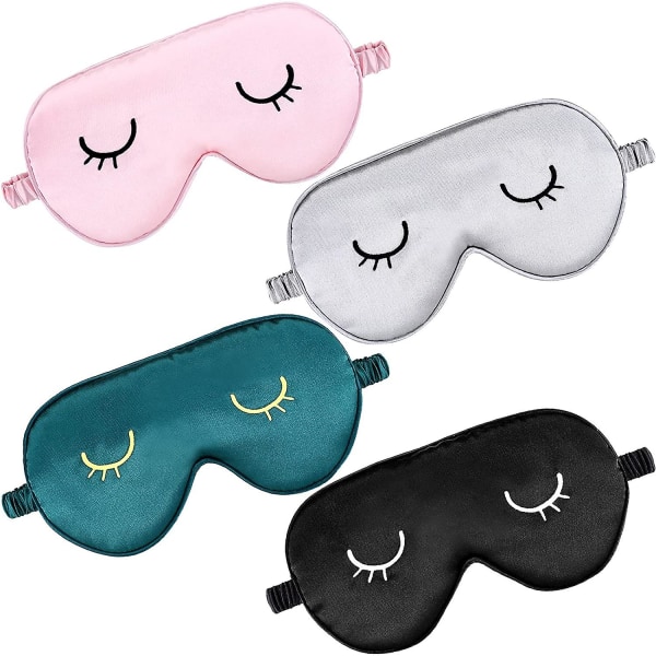 Sleep Eye Masks Silk Eye Cover Söt Justerbar 4st