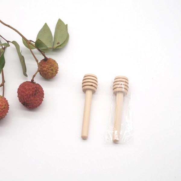 3 Mini Honey Dipper Sticks av trä - 100 st, träfärg
