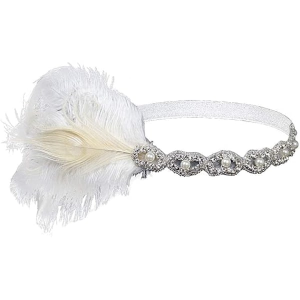 Hårband 1920-tal Huvudsmycke Retro Ryta 20-tals Accessoarer för Maskerad (Vit){HH}