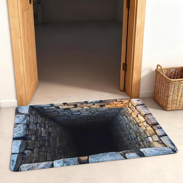3D optisk illusjonsteppe, polyester, sklisikkert og vaskbart, for inngangsparti, stue, soverom og uteplass, 50 x 80 cm