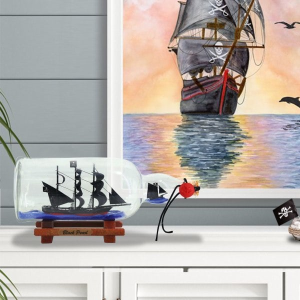 Pieni musta helmi (12cm) Black Pearl Pirates Of The Caribbean Pulloalus Glasi Driftpullo Toivepullo Luova käsityölahja Pieni koriste