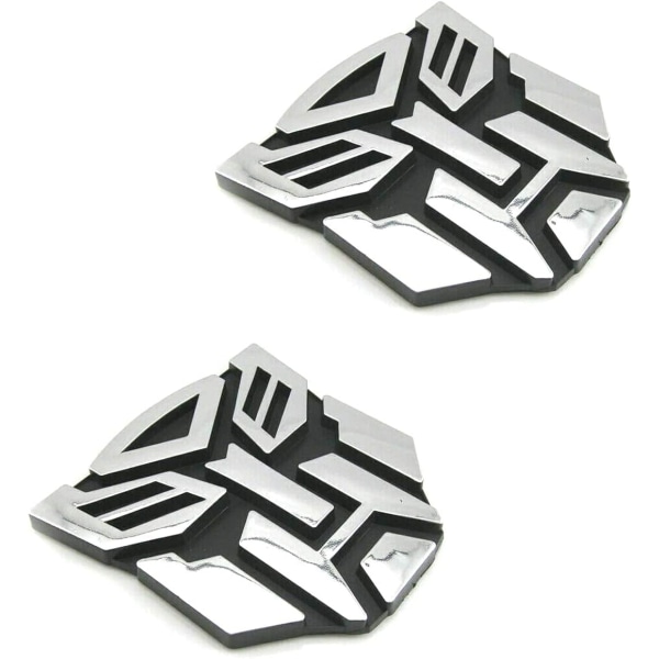 JINXIU in Set Transformers Emblem - för bil Autobot Sticker Par Chrome Finish PVC Auto Emblem Transformers Autobot Biltillbehör (silver) (2 st)