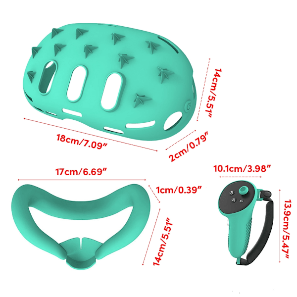 Komplett 7-delat tillbehörssats för VR-headset, handkontrollgrepp, Rocker Cover, Face Covers - Skydda helt Green 0.26