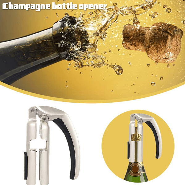 Champagne opener, portable sparkling wine corkscrew with easy lever action