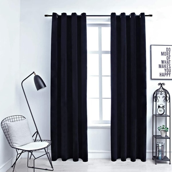 vidaXL Mørklægningsgardiner med øjer 2 stk. sort fløjl 140x225 cm sort 2200