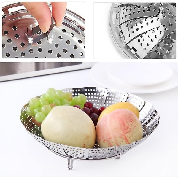 Vegetable Steamer, Justerbar Hopfällbar Ångkokare i Rostfritt Stål - Perfet