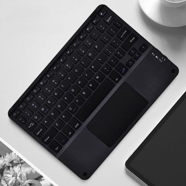 Genopladeligt trådløst Bluetooth-tastatur med magnetisk touchpad til pc, iPad og Mac, sort