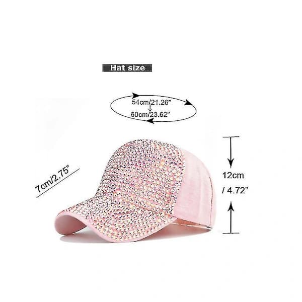 Bling Baseballkeps för Kvinnor med Full Diamantdesign, Justerbar Hatt Silver