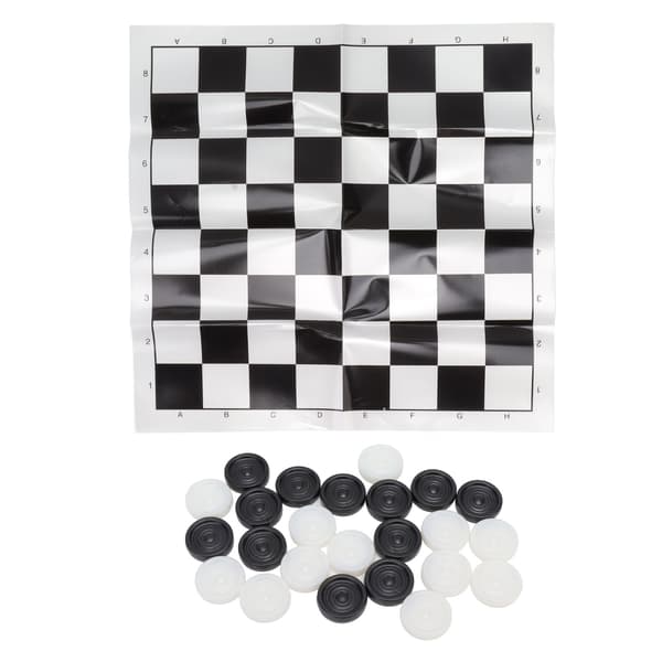 Checkers Set Stackable Black White Plastic Pieces Draughts Board Game with Transparent Box for 3 Years Old and Up 0.1