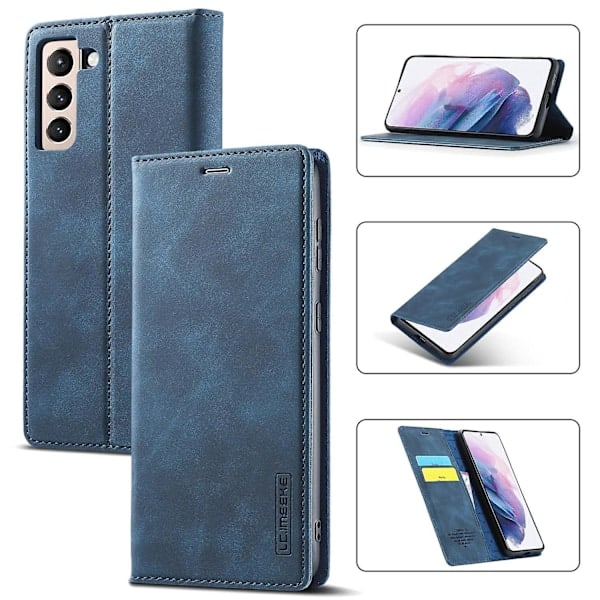 LC.IMEEKE Stark magnetisk kant Business Style læder telefoncover til Samsung Galaxy S21 4G/5G