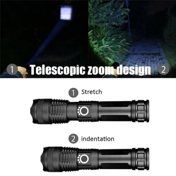 12000 Lumen Ultra Tehokas LED-taskulamppu, USB-ladattava