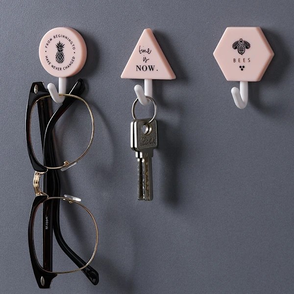 Simple Nordic Style Hook with Self-Adhesive Geometric Design