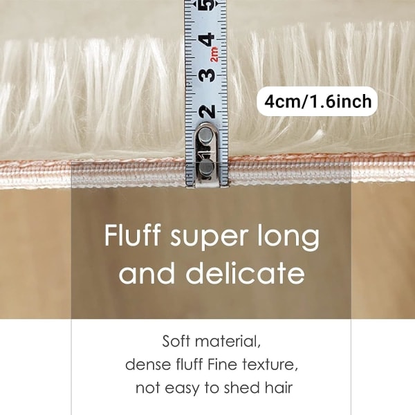 Rund måtte, moderne fluffy måtte, soveværelsesmåtten, behagelig blød skridsikker fluffy gulvmåtten, fluffy måtte, hvid, 60 cm/24 tommer